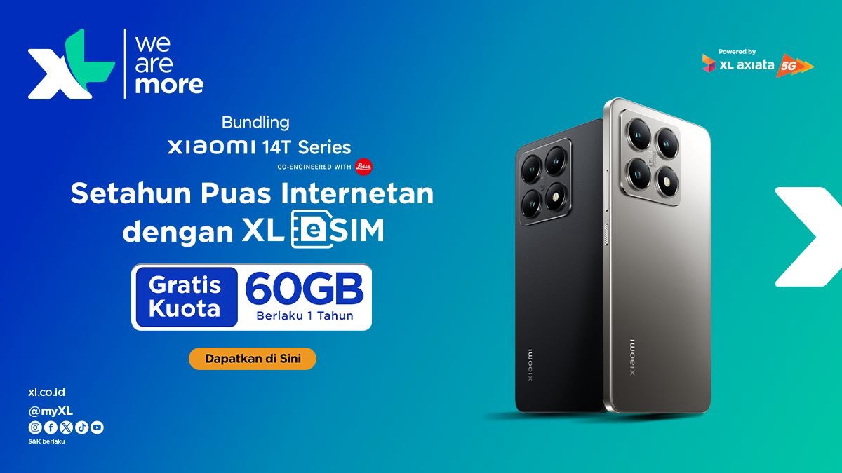 Bundling XL Axiata dan Xiaomi 14T series berikan bonus kuota 60 Gb untuk setahun