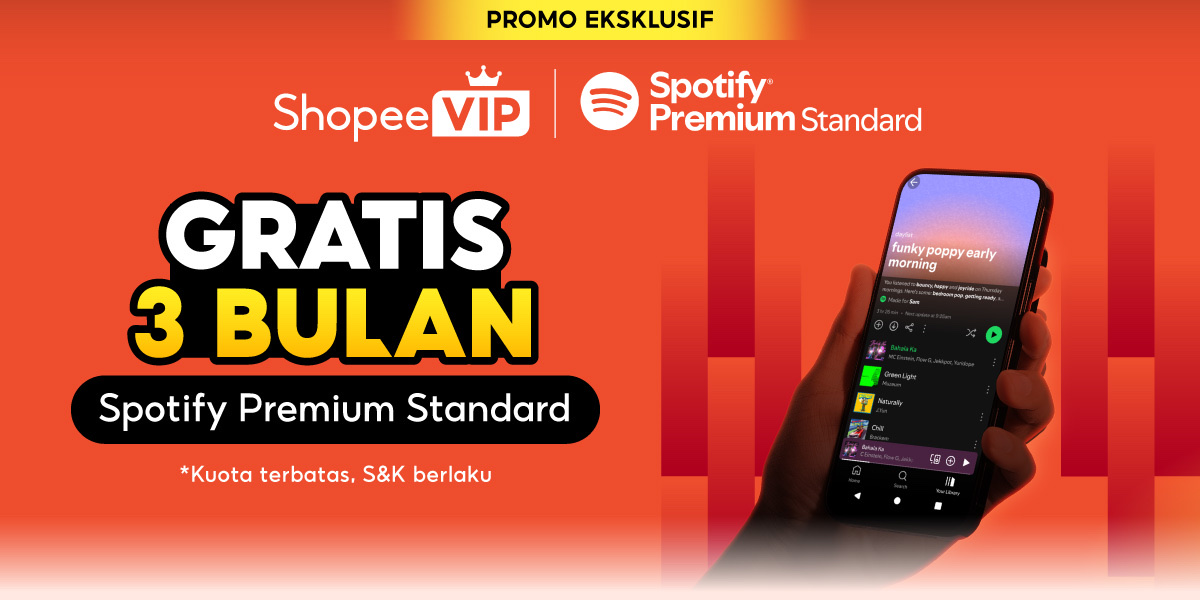 Shopee VIP gandeng Spotify, gratis premium 3 bulan