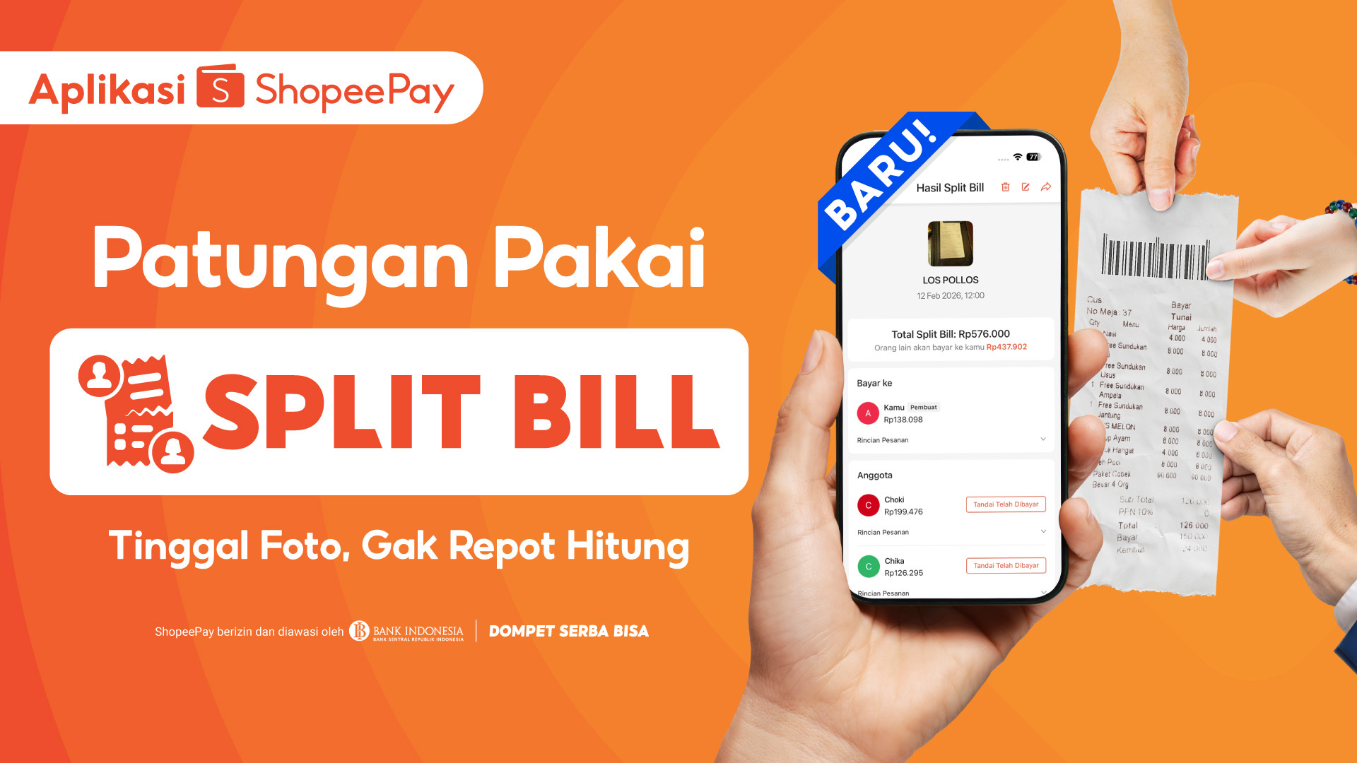 Split Bill ShopeePay bantu bagi tagihan otomatis