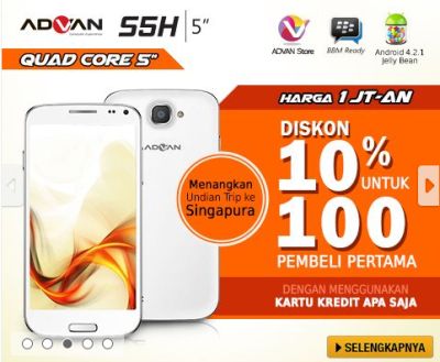 S5H, Phablet Quadcore ala Advan Tersedia Eksklusif di Lazada